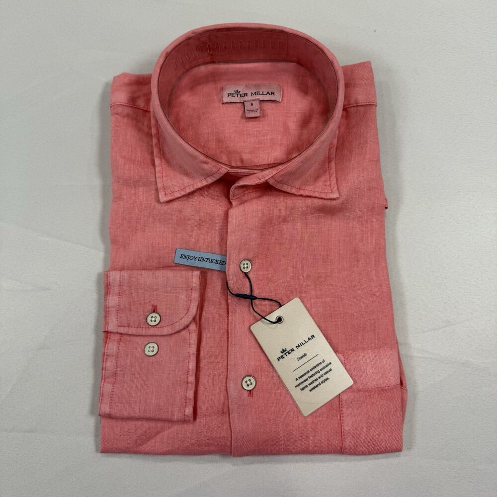 Peter Millar Seaside Linen Button Down Shirt Size Small NWT $148